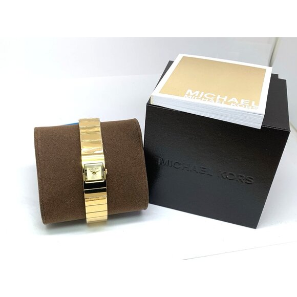 Michael Kors Women's Watch MK4885 Quartz Gold Stainless Steel Petite Tank 15mm - Picture 3 of 14